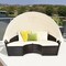 Costway Patio Rattan Daybed Cushioned Sofa Adjustable Table Top Canopy W/3 Pillows